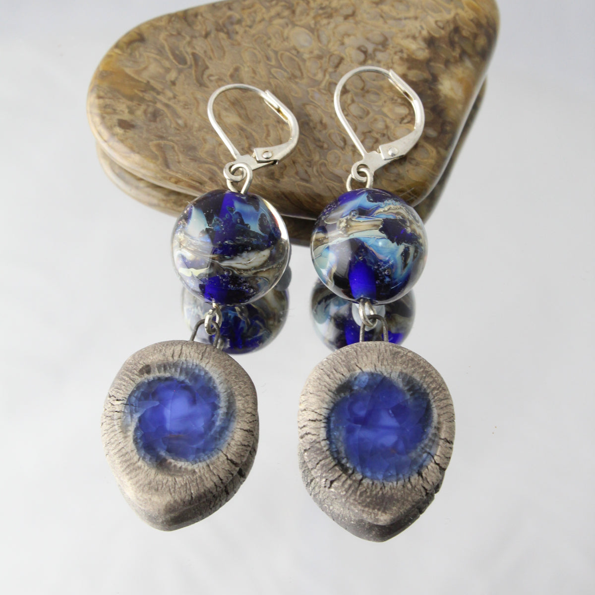 'Swirling Earth' Earrings Leverbacks