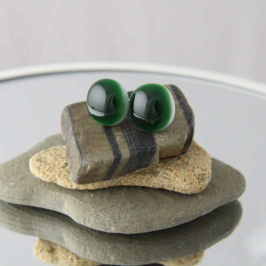 'Forest Green' Fused Glass Studs