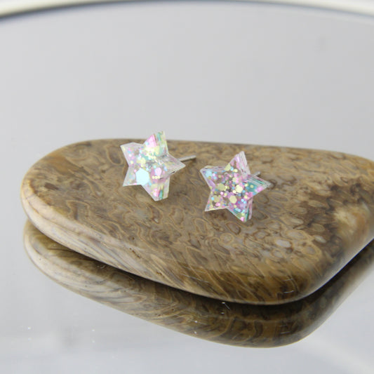 'Mardi Gras' Star Studs Acrylic Earrings
