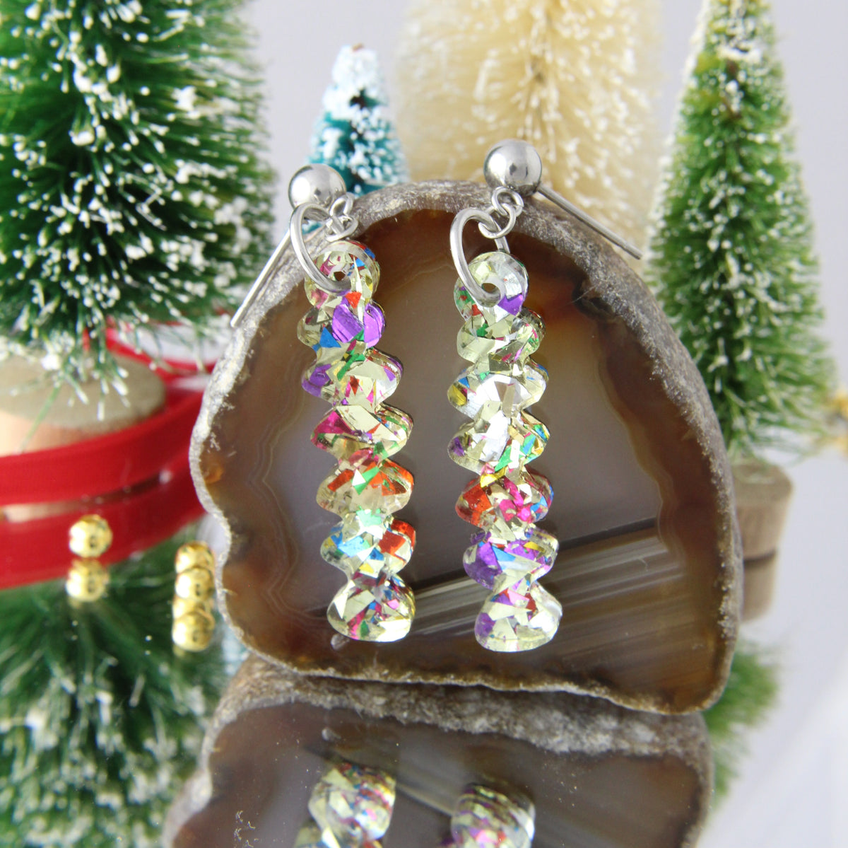 Glorious Glitter Scribble Acrylic Earrings