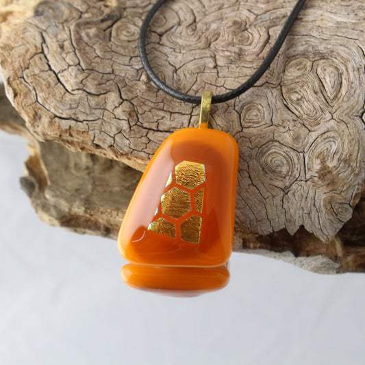 Honeycomb Hint Fused Glass Pendant
