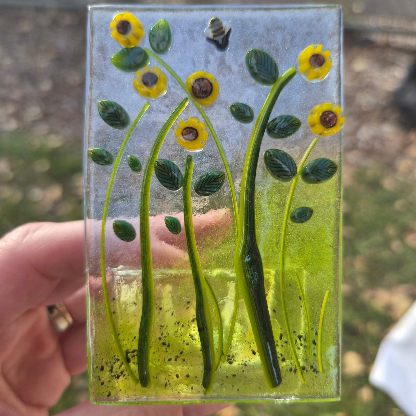 Sunflower Fused Glass Tealight