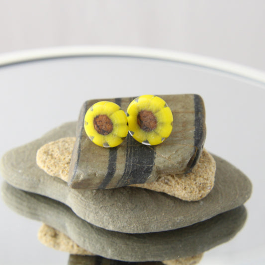 'Sunflower' Fused Glass Studs