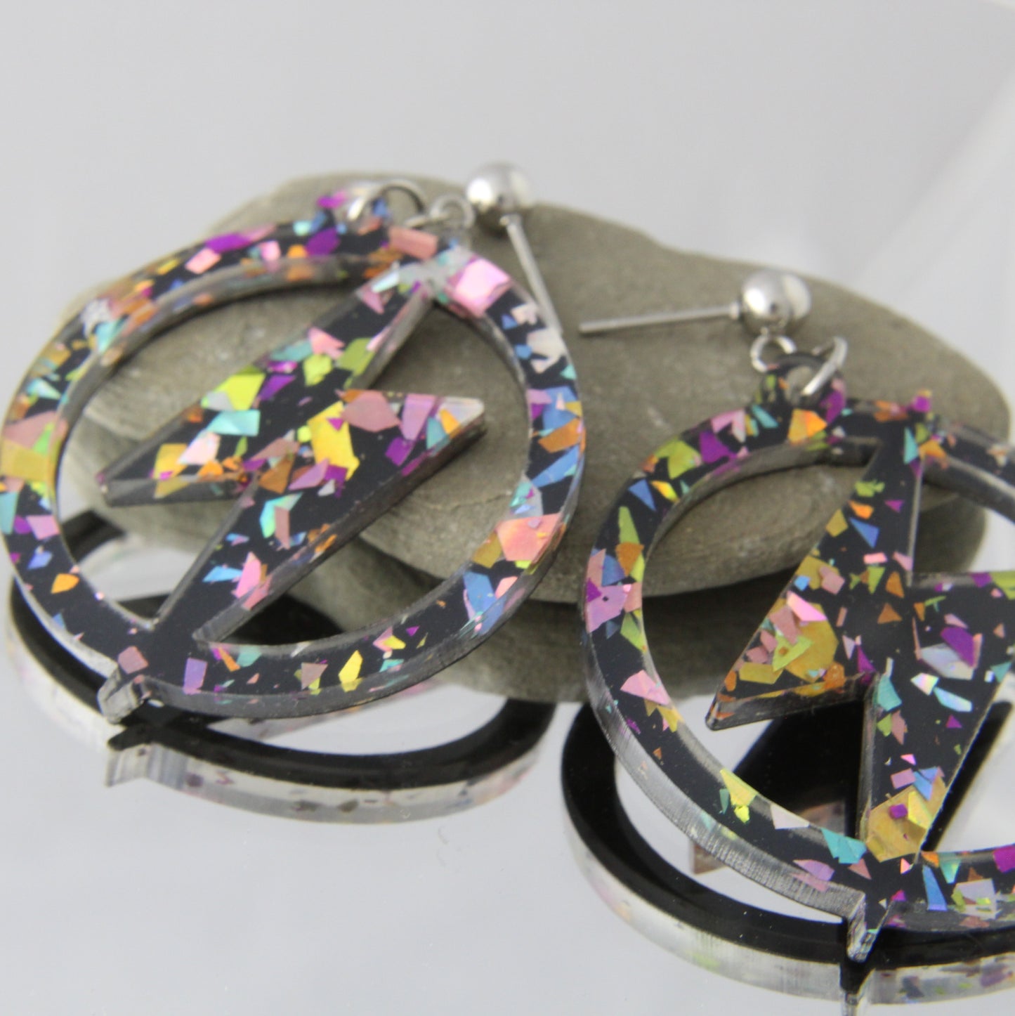 'Struck by Lightning!' Acrylic Earrings Studs