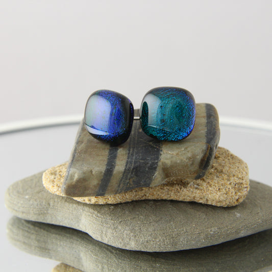 'Emerald/Teal' Fused Glass Studs