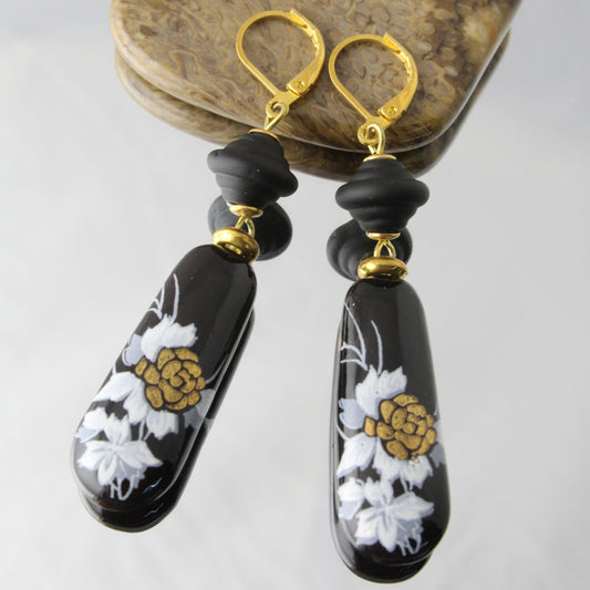 'In Mourning' Handmade Ceramic Glass Earrings