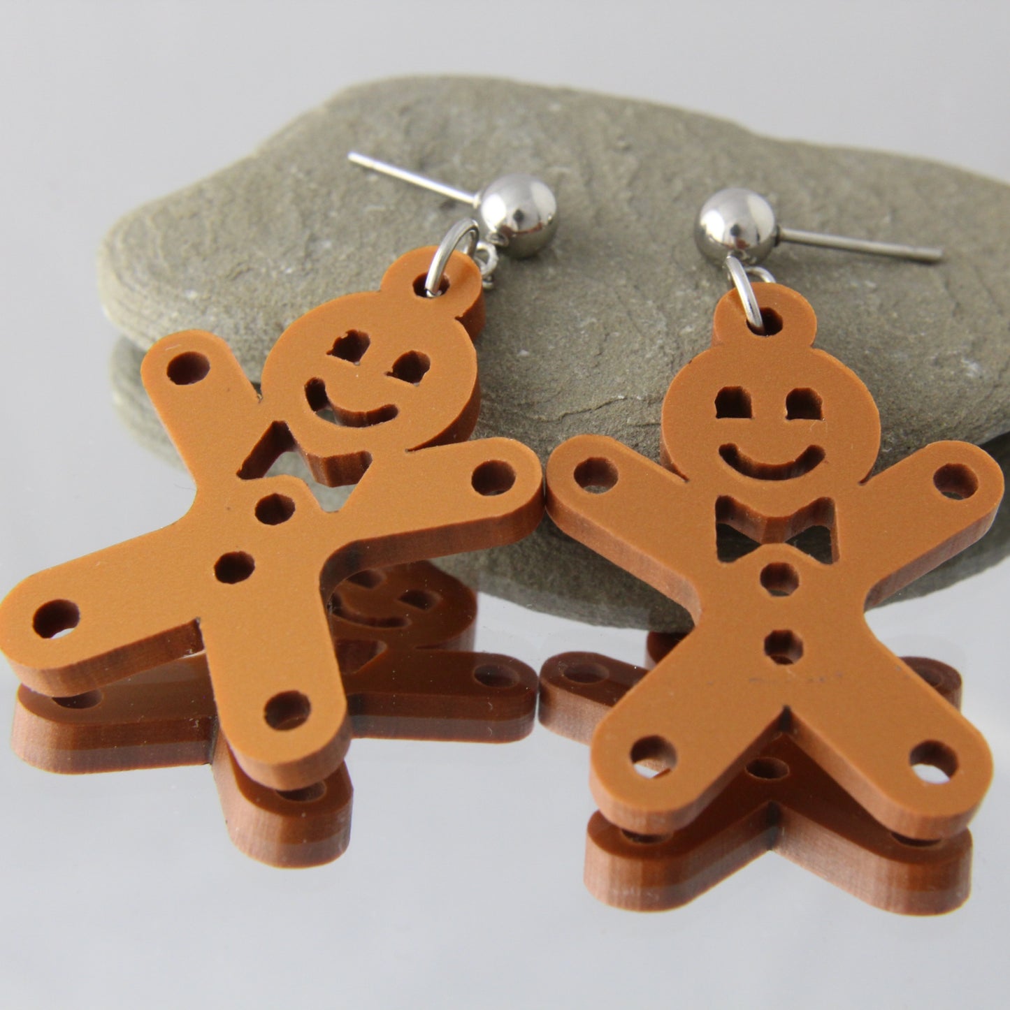 Jolly Gingerbread Man Acrylic Earrings Dangles