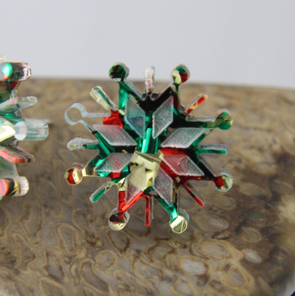 'Christmas Colours Snowflake' Acrylic Earrings Studs