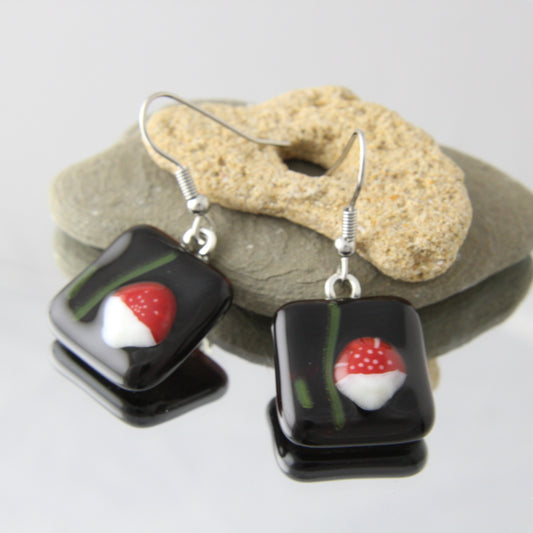 'Deep in the Woods' Fused Glass Earrings Dangles