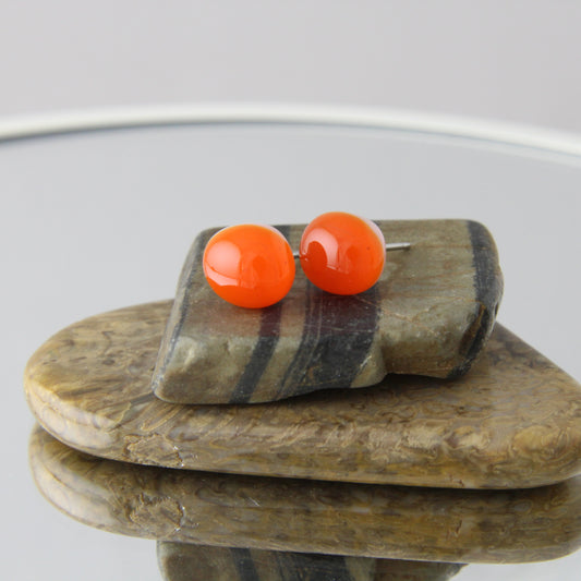 'Tangelo' Fused Glass Mini Studs Earrings