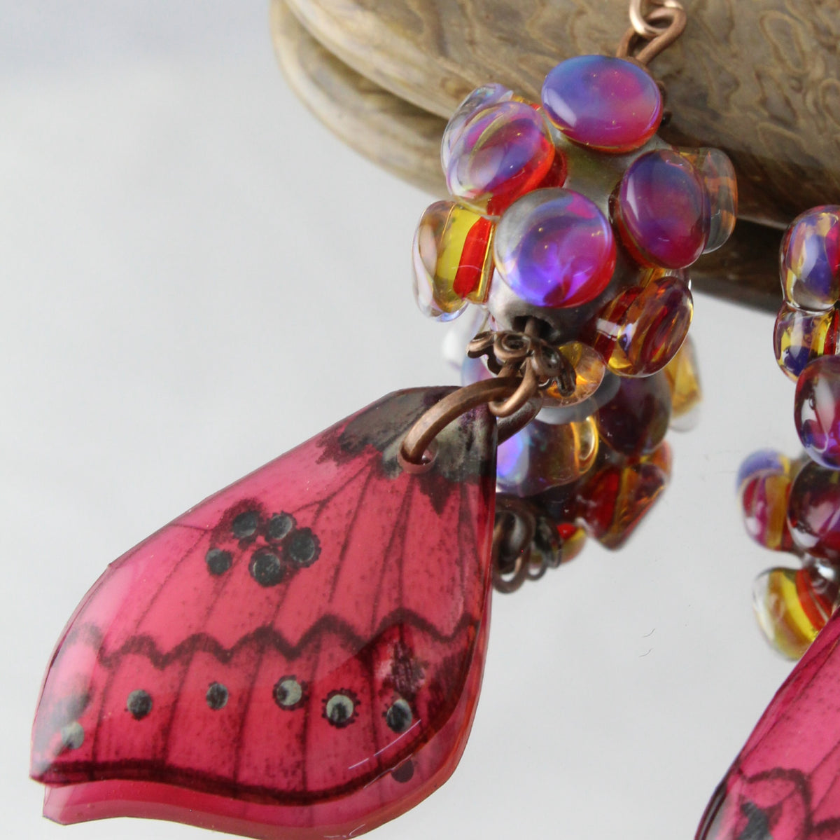 'Butterfly Wing' Glass & Resin Earrings