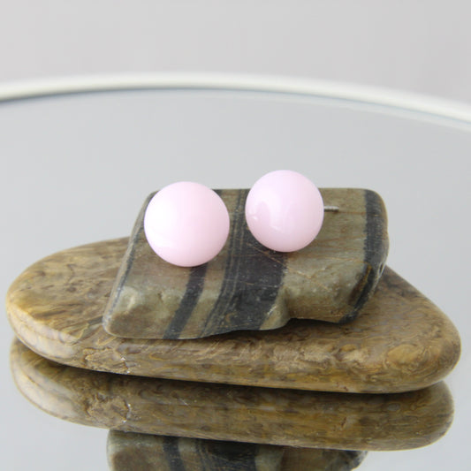 'Pastel Pink' Fused Glass Mini Studs Earrings