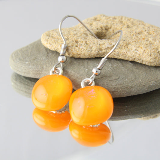 'A Touch of Sparkle' Fused Glass Earrings Dangles