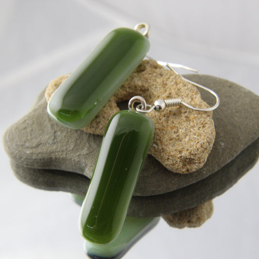 'In the Dark Forest' Fused Glass Earrings Dangles