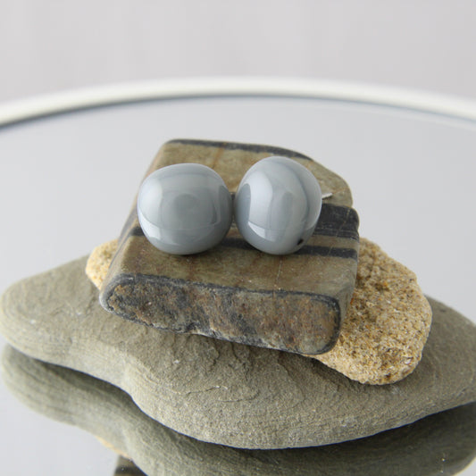 'Pewter' Fused Glass Earrings Studs