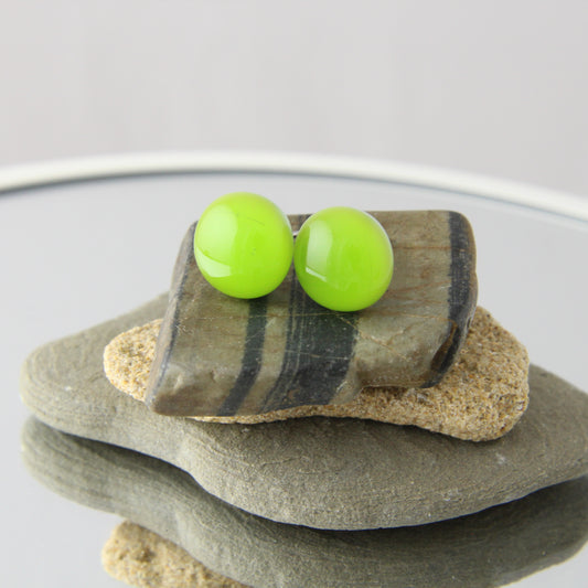 'Kelly Green' Fused Glass Studs
