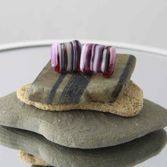 'Streaky Chaos' Fused Glass Studs Earrings