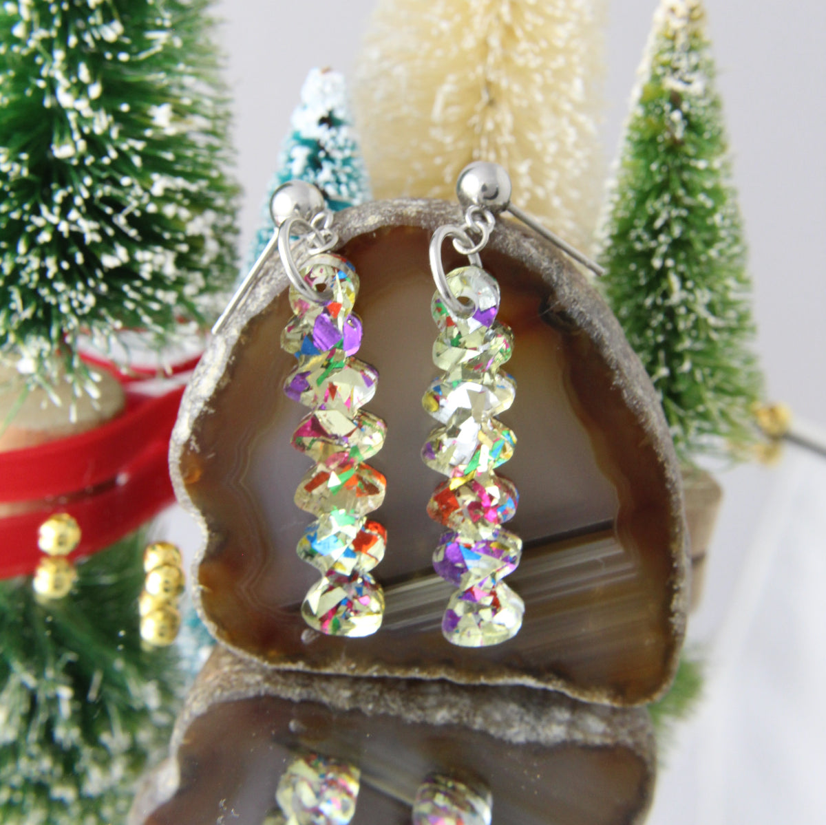 Glorious Glitter Scribble Acrylic Earrings