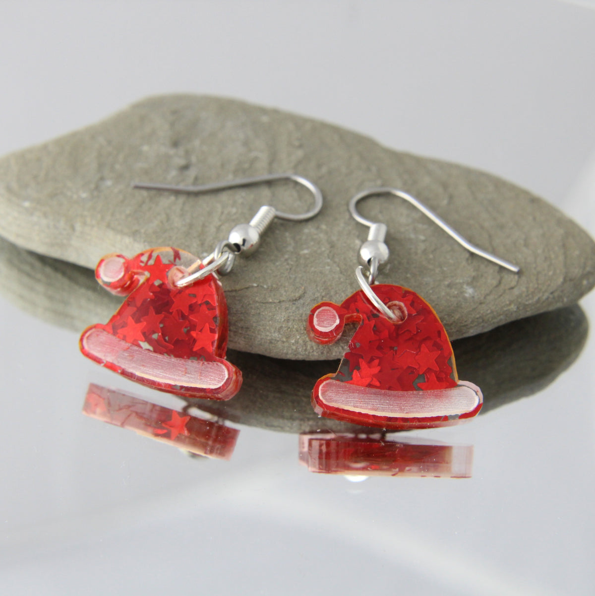 'Santa's Hat' Red Acrylic Earrings