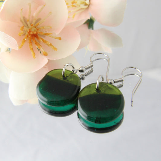 'Rolling Hills' Fused Glass Flat Out Dangles Earrings