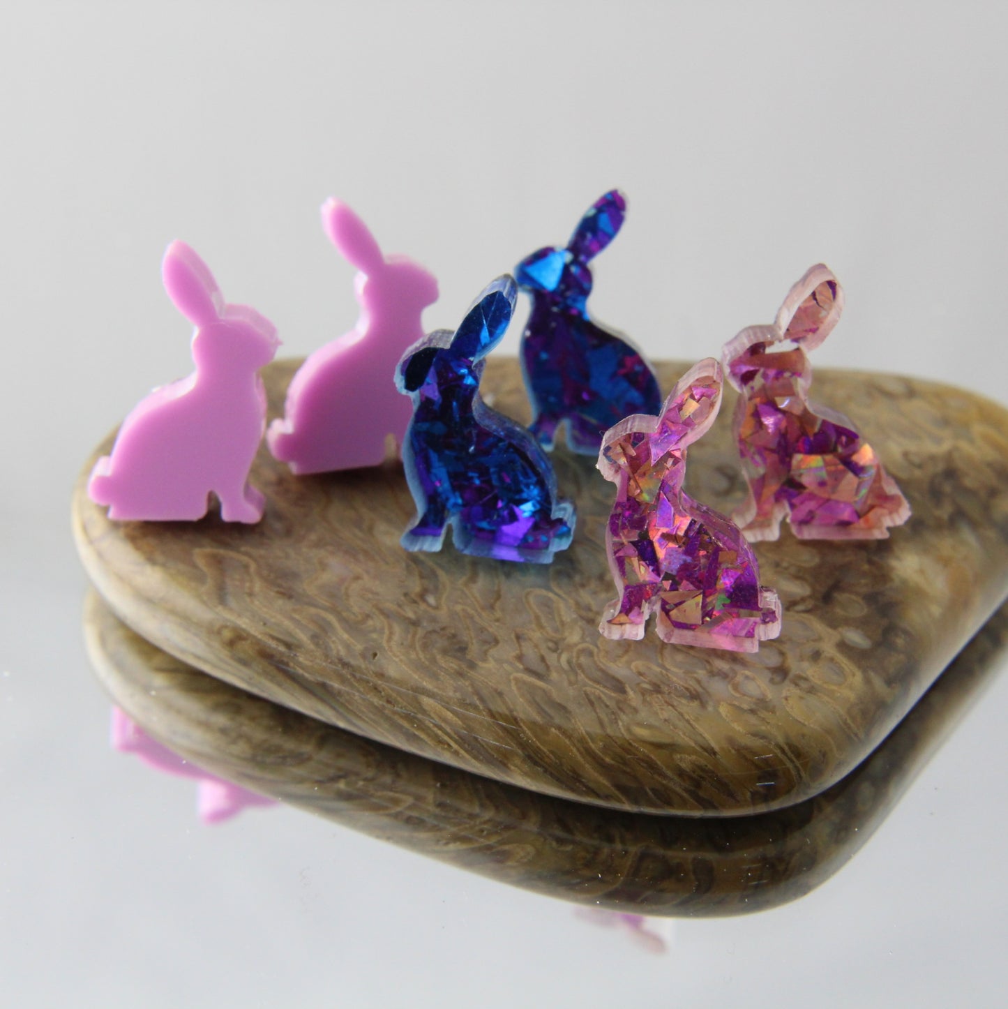 Posing Bunnies Easter Earrings Studs