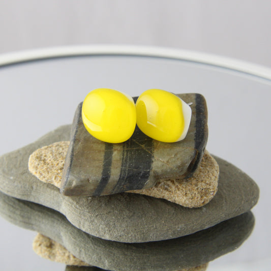 'Eggs Anyone?' Fused Glass Studs