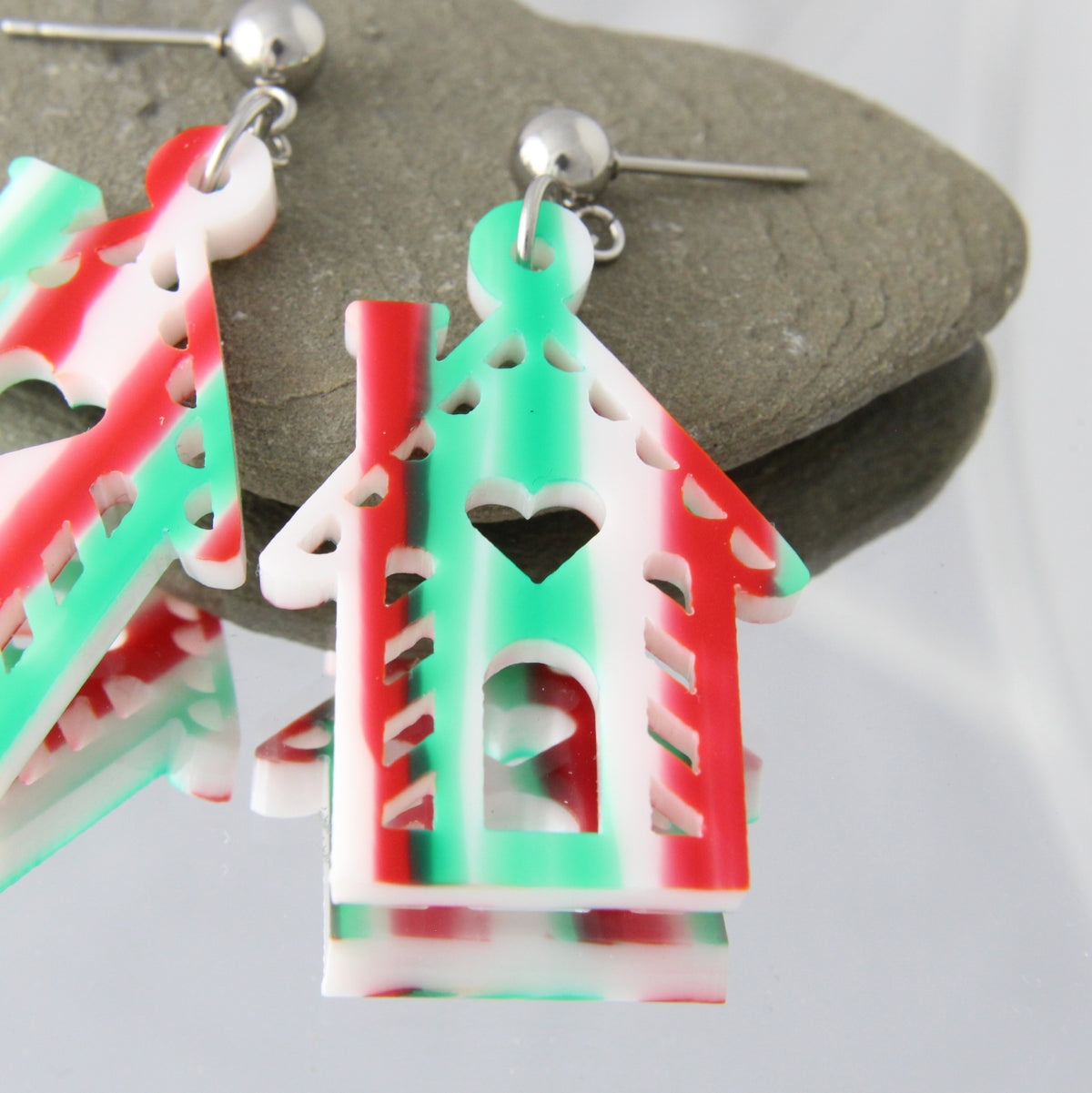 Gingerbread House Acrylic Dangles Earrings