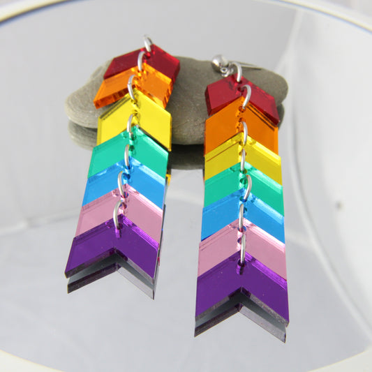 Rainbow Chevron Earrings Dangles