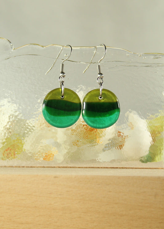 'Rolling Hills' Fused Glass Flat Out Dangles Earrings