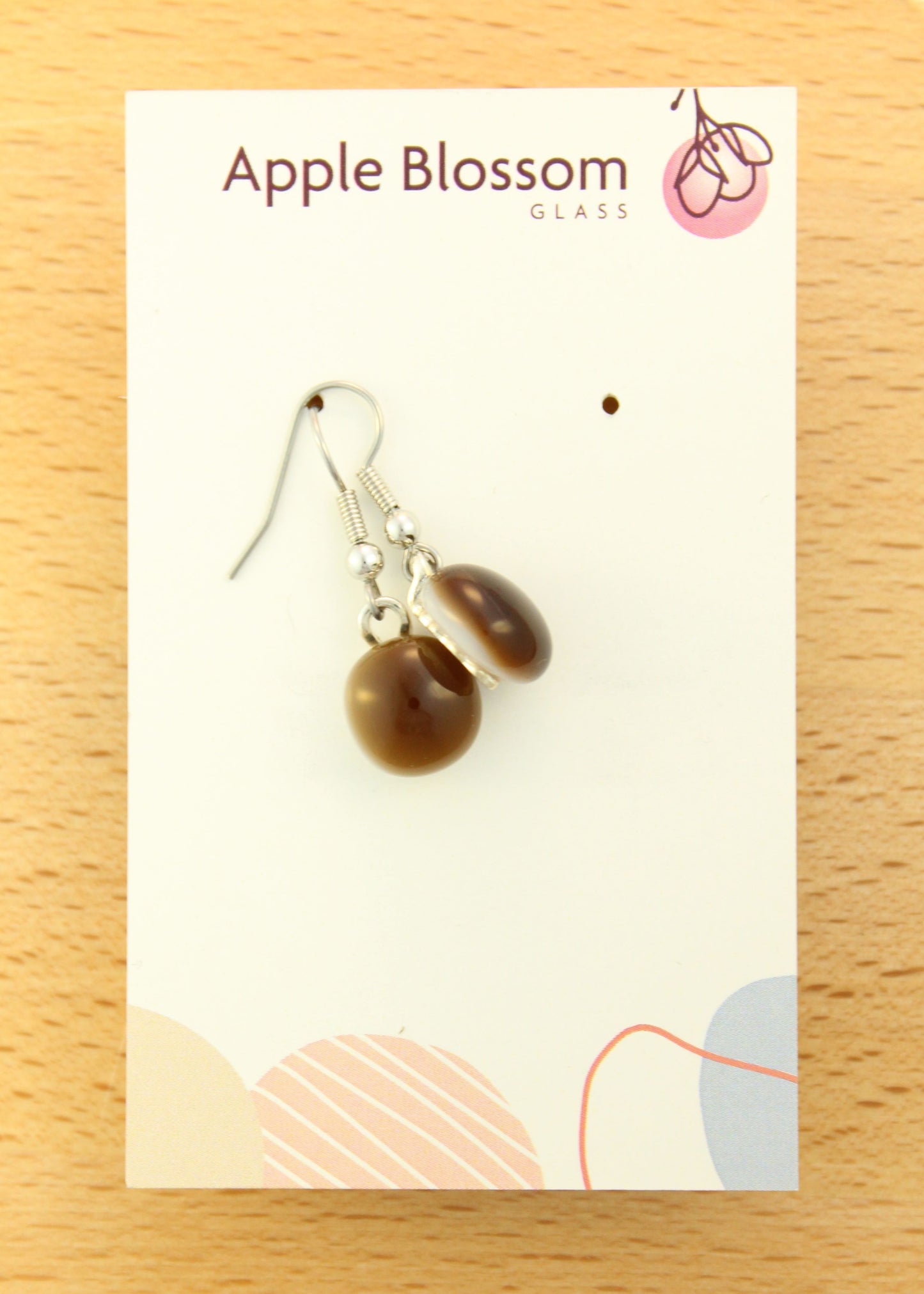 'Sepia Brown' Fused Glass Earrings Dangles