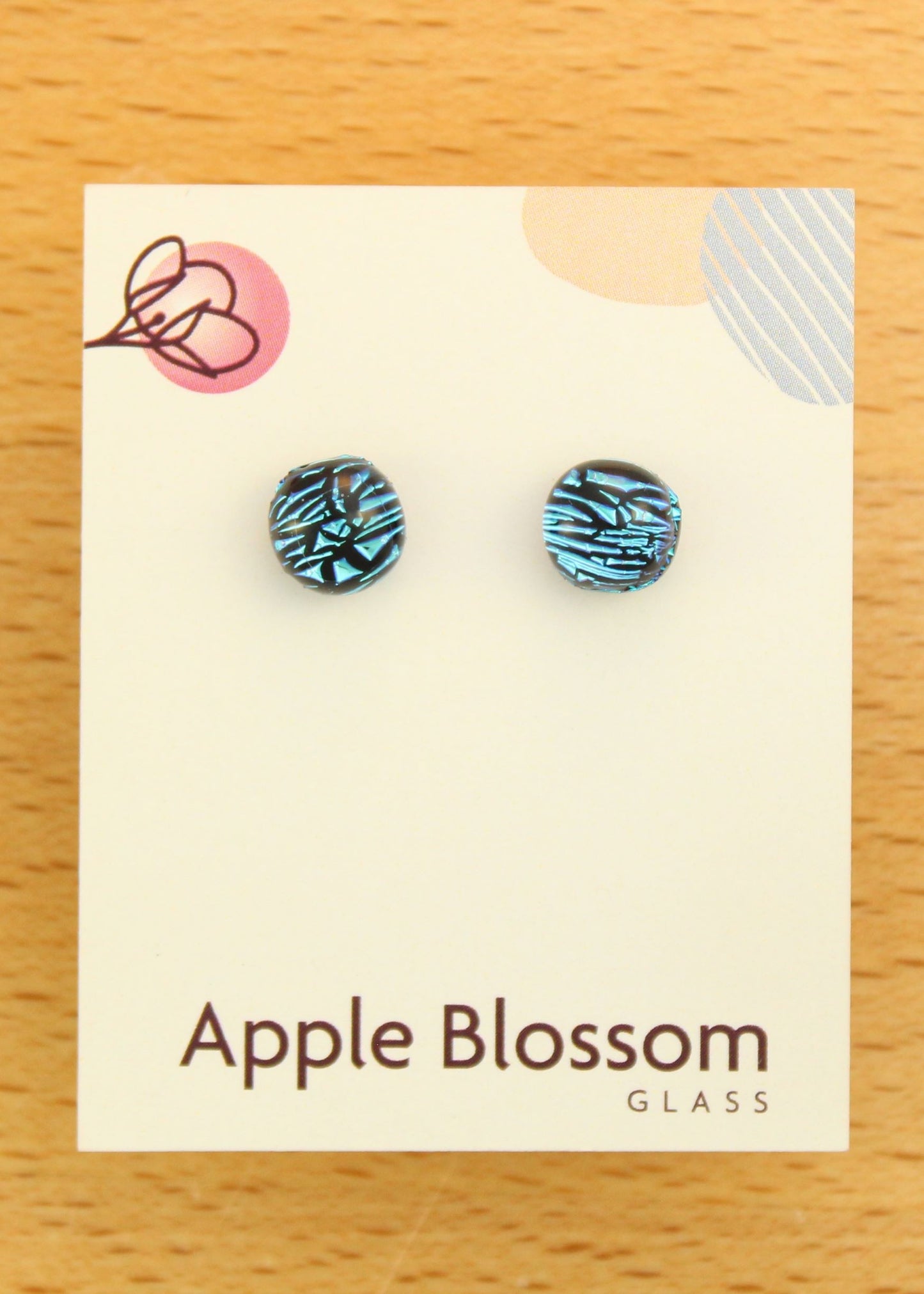 'Sky Blue Dichroic' Fused Glass Mini Studs Earrings