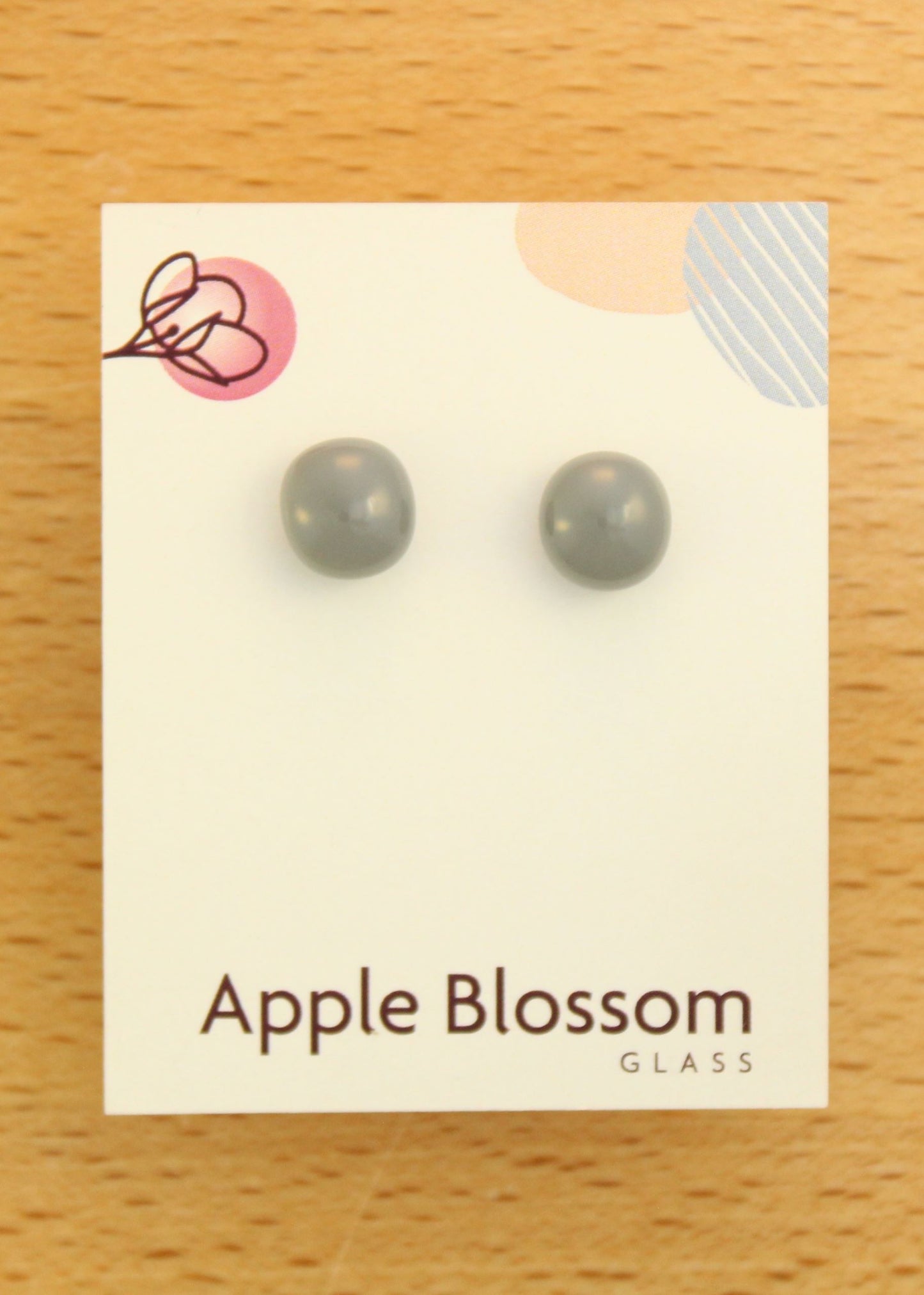 'Slate Grey' Fused Glass Mini Studs Earrings