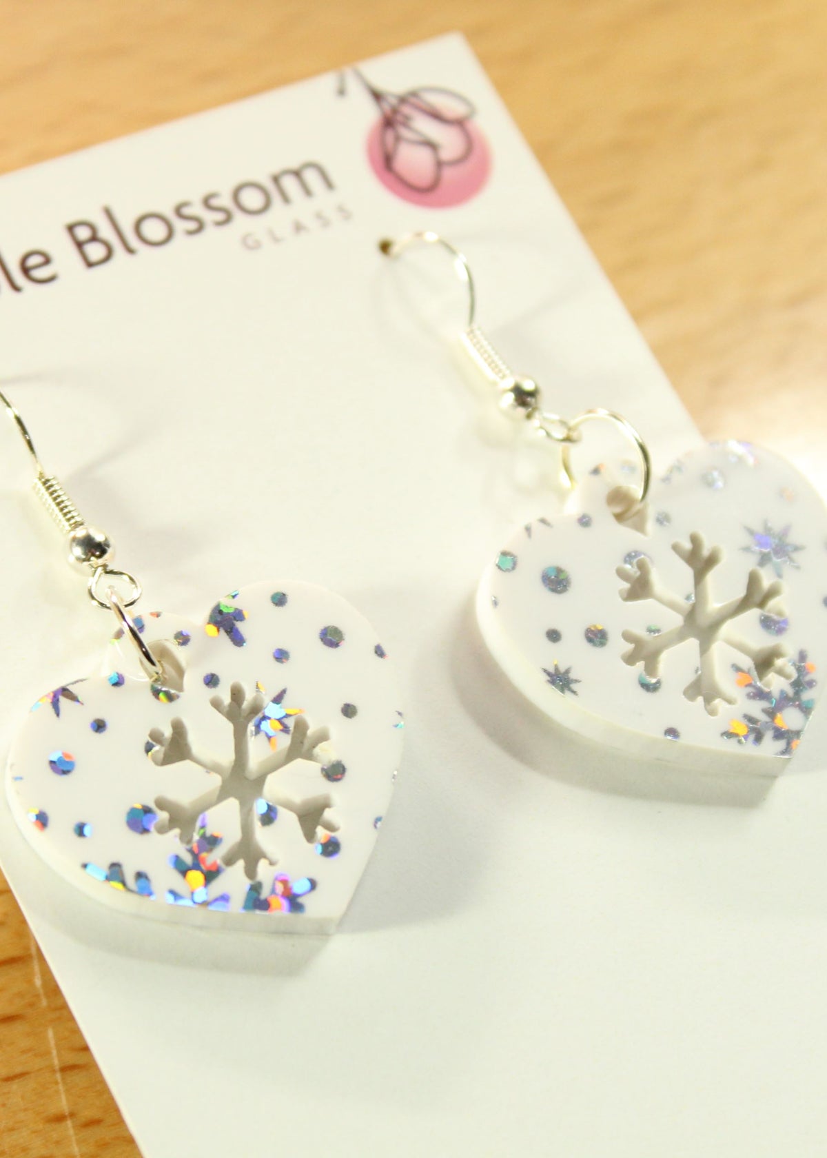 'Snow Hearts' Acrylic Earrings