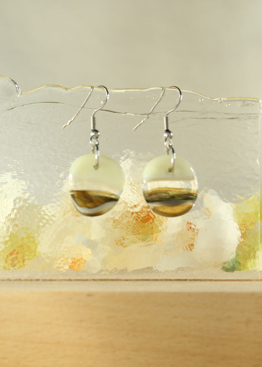 'Streaky Bliss' Fused Glass Flat Out Dangles Earrings