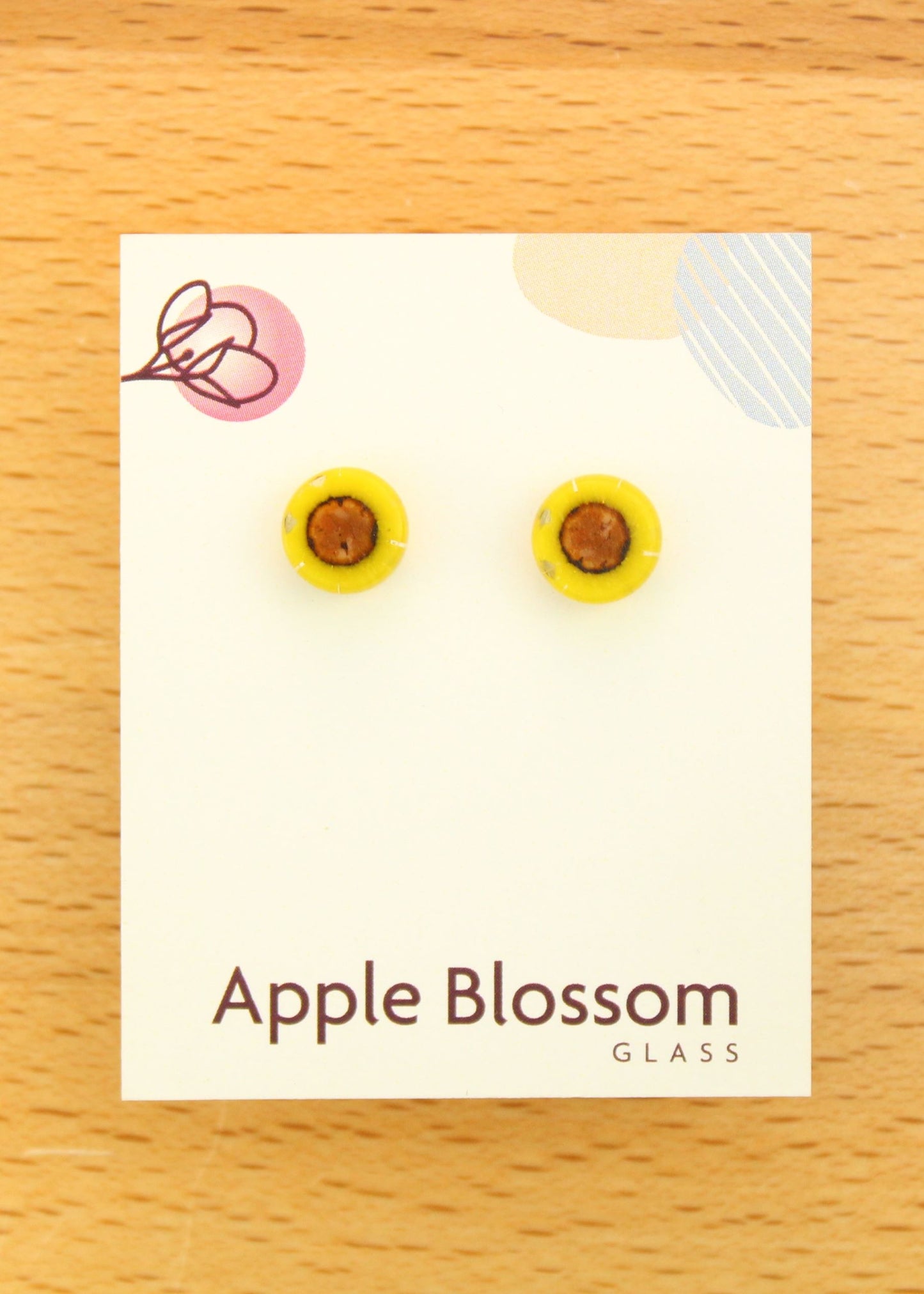 'Sunflower' Fused Glass Mini Studs Earrings