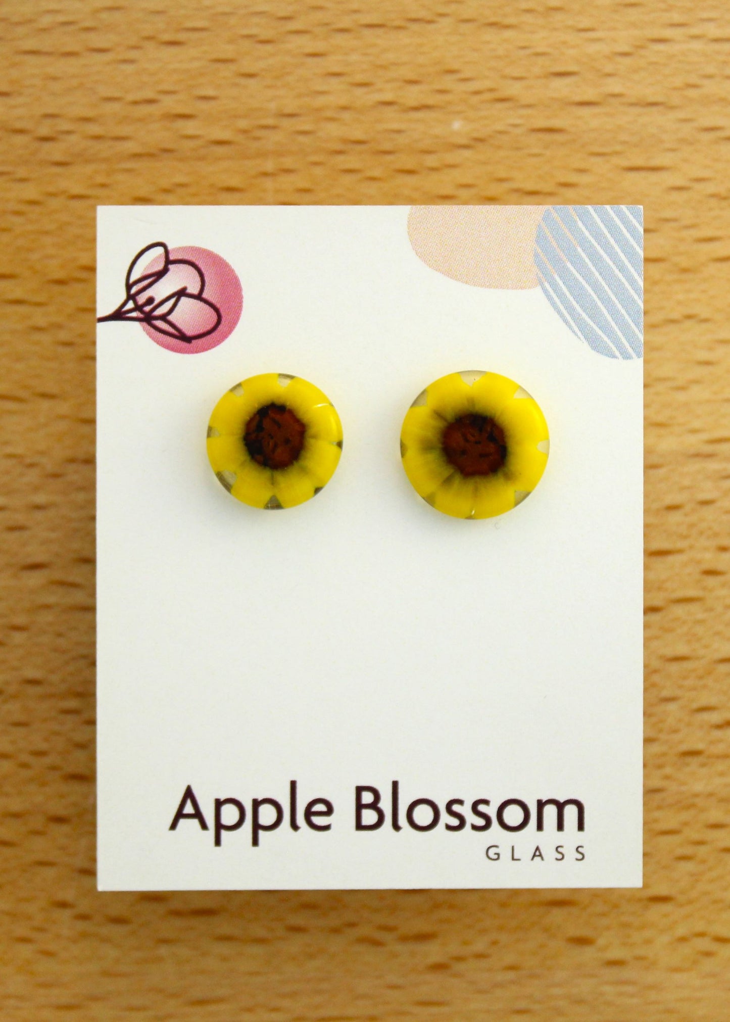 'Sunflower' Fused Glass Studs