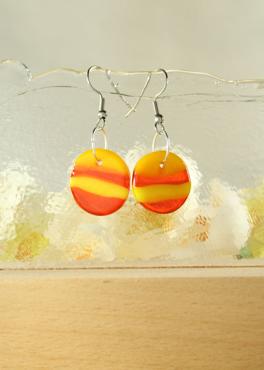 'Sunset' Fused Glass Flat Out Dangles Earrings